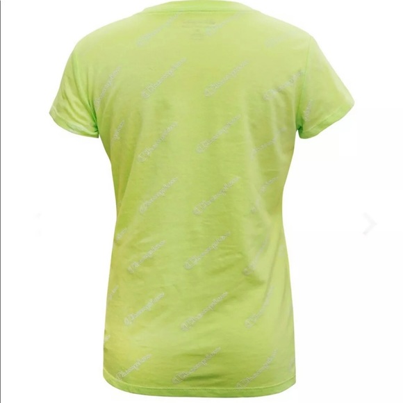 Girls XS 5/6 Champion All Over Script Print T Shirt Chilled Mint Green C7458R - Picture 3 of 6